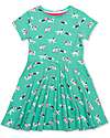 Kite Short Sleeves Dress - Green - Dogs - Flared Cut - Organic Cotton Jersey Dresses_