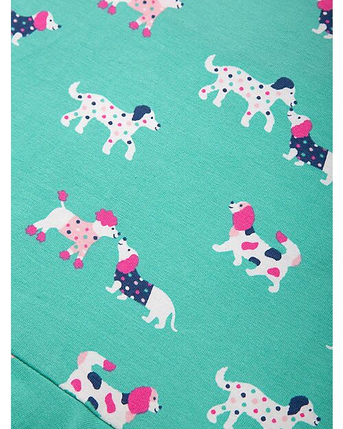Kite Short Sleeves Dress - Green - Dogs - Flared Cut - Organic Cotton Jersey Dresses_