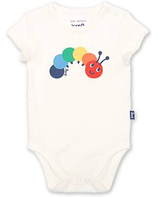 Kite Short Sleeves Romper - Cream - Multicolored Caterpillar Print - Organic Cotton Short Sleeves Bodies