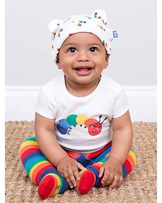 Kite Short Sleeves Romper - Cream - Multicolored Caterpillar Print - Organic Cotton Short Sleeves Bodies