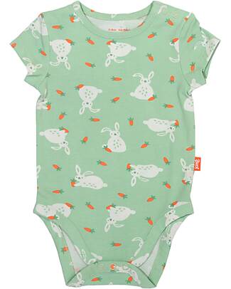 Kite Short Sleeves Romper - Light Green - Bunny Print - Organic Cotton Short Sleeves Bodies