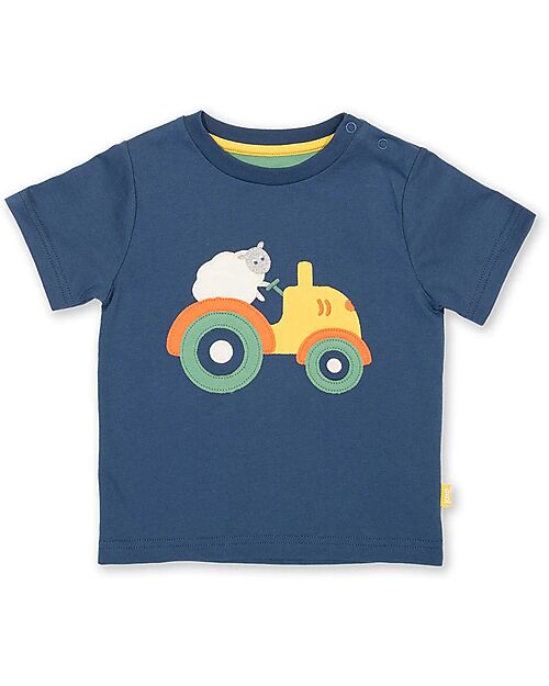 Kite T-Shirt - Navy - Tractor Print - 100% Organic Cotton T-shirts
