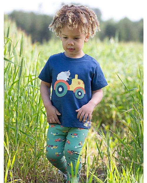 Kite T-Shirt - Navy - Tractor Print - 100% Organic Cotton T-shirts