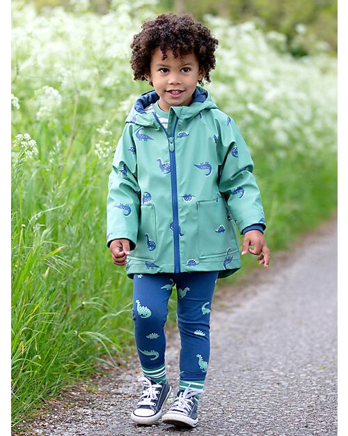 Kite Waterproof Jacket - Green - Dino Print - 100% Recycled Material Waterproof
