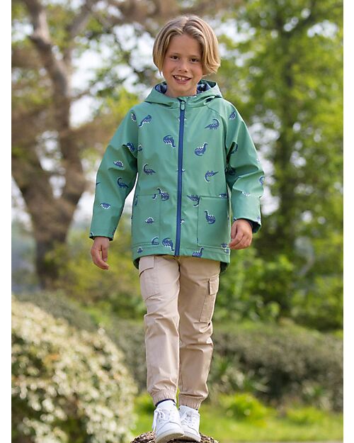 Kite Waterproof Jacket - Green - Dino Print - 100% Recycled Material Waterproof