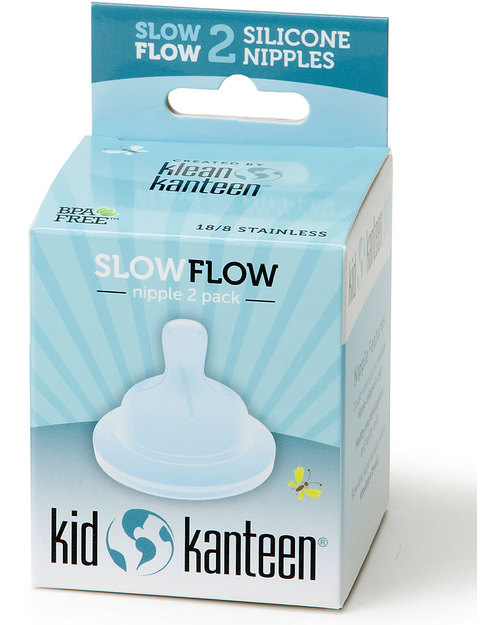 Klean Kanteen Set of 2 Silicone Nipples for Kids Baby Bottles Natural Slow Flow (0-6 months) (designed to reduce colics) Baby Bottles