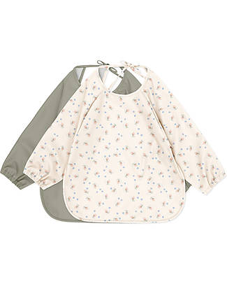 Konges Slojd 2 Pack Dinner Long Sleeved Bibs - Brise d'Etè - Oeko-Tex certified Burpy Bibs