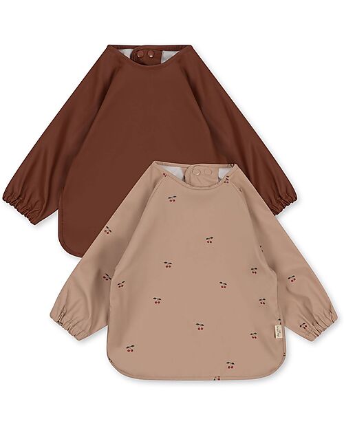 Konges Slojd 2 Pack Dinner Long-Sleeved Bibs - Cherry Burpy Bibs
