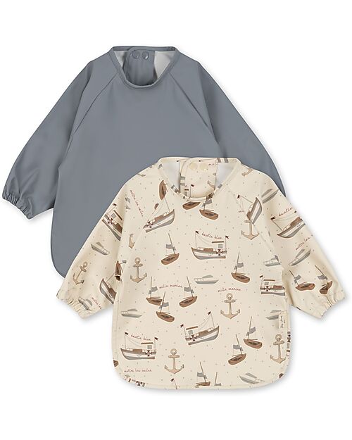 Konges Slojd 2 Pack Long Sleeved Bibs - Sail Away- Oeko-Tex Certified Burpy Bibs