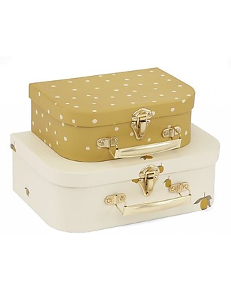 Konges Slojd 2 Pack Luggage - Lemon - Dot Toy Storage Boxes