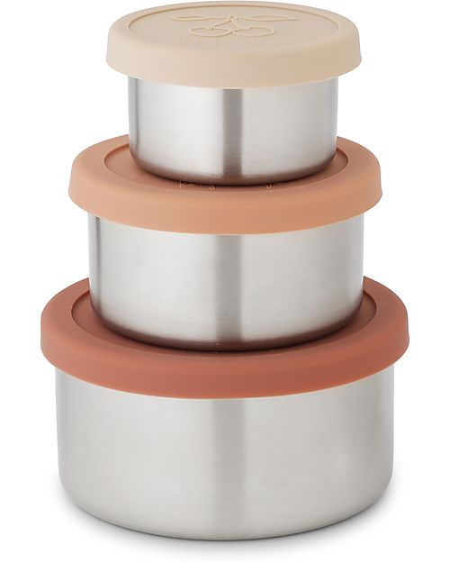 Konges Slojd 3 Pack food Boxes Lid - Stainless Steel - Copper Mix Snack Boxes