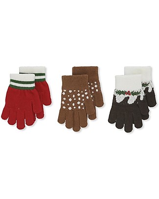 Konges Slojd 3 Pack Gloves - Christmas - Irresistible Christmas Pattern Gloves e Mittens