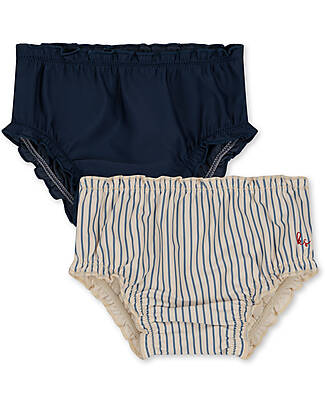 Konges Slojd 4 Pack Collette Baby Bikini Pants - Blue - Stripes - UPV50+ Bikinis And Tankinis