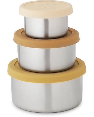 Konges Slojd 4 Pack food Boxes Lid - Stainless Steel - Honey Mix Food Containers