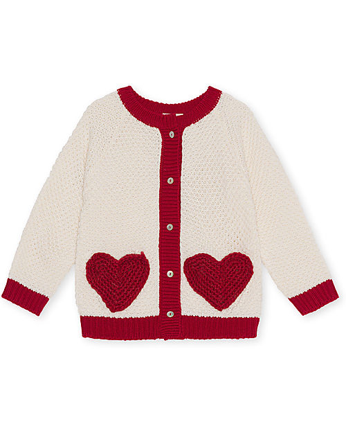 Konges Slojd Arc Knit Cardigan - Heart Mix - 100% Merino Wool Cardigans