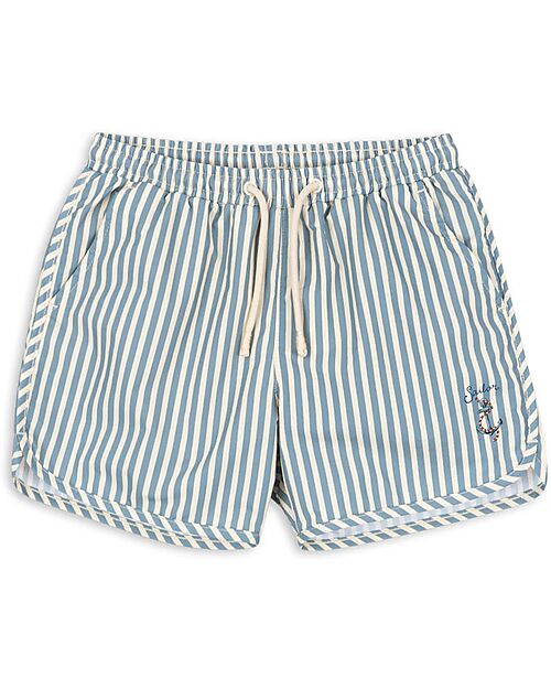Konges Slojd Asnou Shorts - Blue and White Stripes - with tie at the waist Swimming Trunks