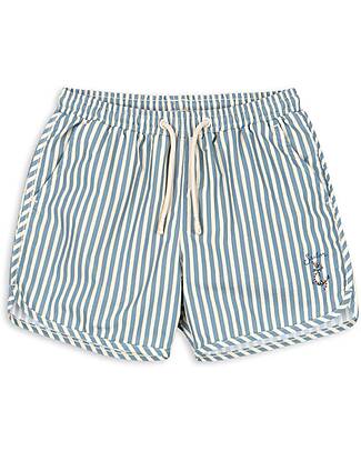 Konges Slojd Asnou Shorts - Blue and White Stripes - with tie at the waist Swimming Trunks