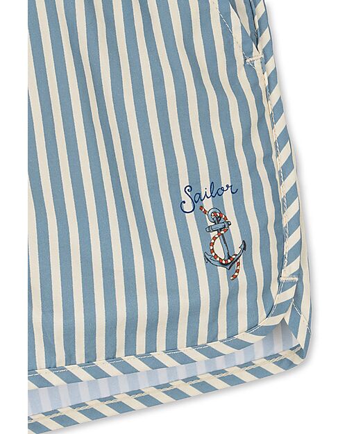 Konges Slojd Asnou Shorts - Blue and White Stripes - with tie at the waist Swimming Trunks