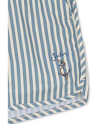 Konges Slojd Asnou Shorts - Blue and White Stripes - with tie at the waist Swimming Trunks