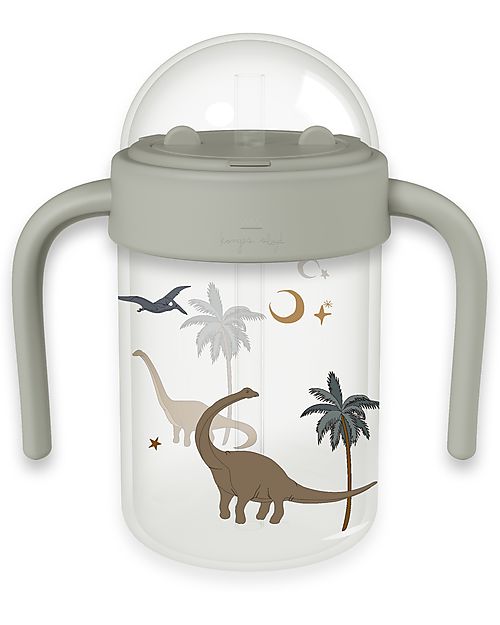 Konges Slojd Baby Bottle With Handle - Dino - Tritan and Silicone Non-Thermal Water Bottles
