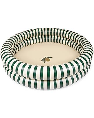 Konges Slojd Basic 2 Ring Pool Large - Green Stripe - Diameter 160 cm - 3+ years Beach Toys