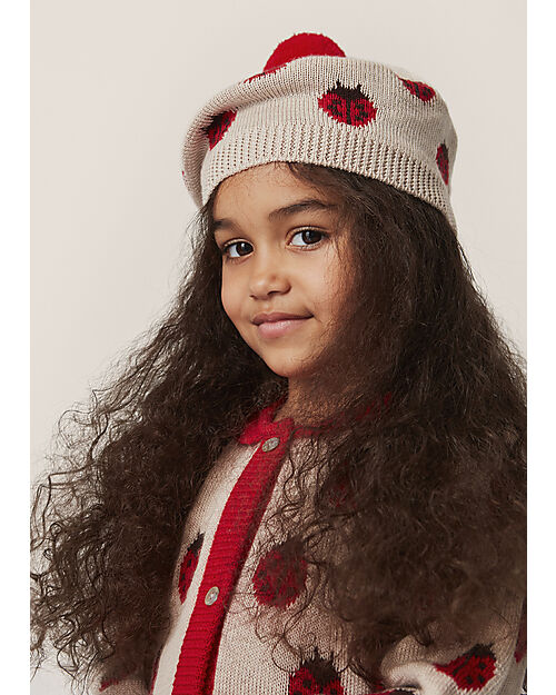 Konges Slojd Belou Knit Beret - Ladybug - 100% Merino Wool Winter Hats