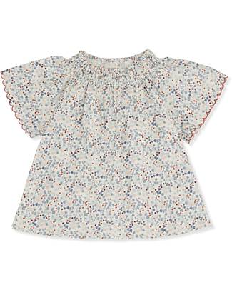 Konges Slojd Bitsy Blouse - Rose Hip Blue - with Elasticated and Gathered Collar Bluse