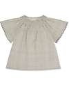 Konges Slojd Bitsy Blouse - Three Leaf Check - with Elasticated and Gathered Collar Bluse