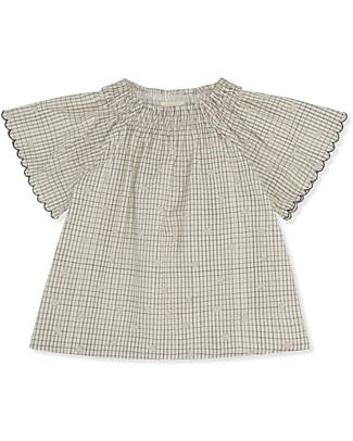 Konges Slojd Bitsy Blouse - Three Leaf Check - with Elasticated and Gathered Collar Bluse