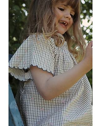Konges Slojd Bitsy Blouse - Three Leaf Check - with Elasticated and Gathered Collar Bluse