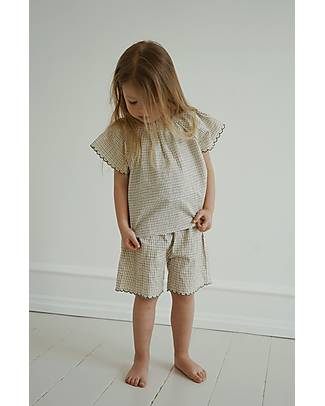 Konges Slojd Bitsy Edge Shorts - Three Leaf Check - 100 % seersucker cotton Shorts