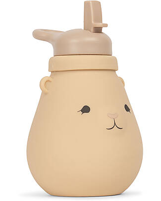 Konges Slojd Bottle with Silicone Straw - Teddy Shell - from 18 Months Non-Thermal Water Bottles
