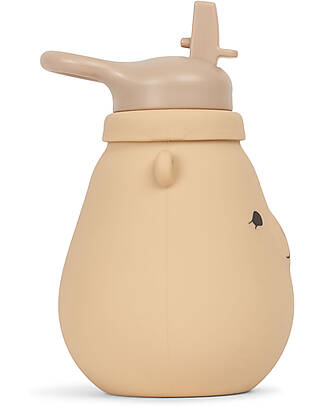 Konges Slojd Bottle with Silicone Straw - Teddy Shell - from 18 Months Non-Thermal Water Bottles