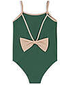 Konges Slojd Bowie Swimsuit - Smoke Pine - with Bows - Snap Button Closure Swimsuits