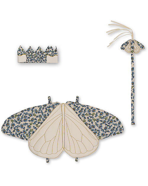 Konges Slojd Butterfly Costume - Marguerit Blue - Organic Cotton - with Scepter and Crown Dressing Up & Role Play