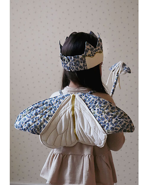 Konges Slojd Butterfly Costume - Marguerit Blue - Organic Cotton - with Scepter and Crown Dressing Up & Role Play