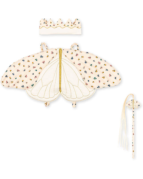 Konges Slojd Butterfly Costume - Wings Crown and Wand Set - 100% Organic Cotton Dressing Up & Role Play