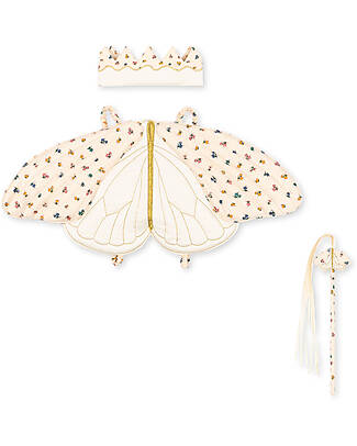 Konges Slojd Butterfly Costume - Wings Crown and Wand Set - 100% Organic Cotton Dressing Up & Role Play