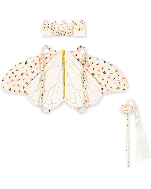 Konges Slojd Butterfly Costume - Wings Crown and Wand Set - 100% Organic Cotton Dressing Up & Role Play