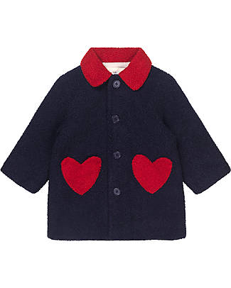Konges Slojd Calin Coat - Dark Navy - Heart - Buckle Teddy Coats