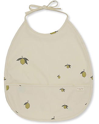 Konges Slojd Dinner Bib - Lemon - Waterproof - Practical pocket on the front! Waterproof Bibs