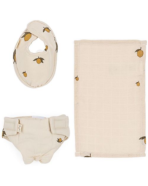 Konges Slojd Doll Nursery Set - Lemon - 100% Organic Cotton Dolls Accessories