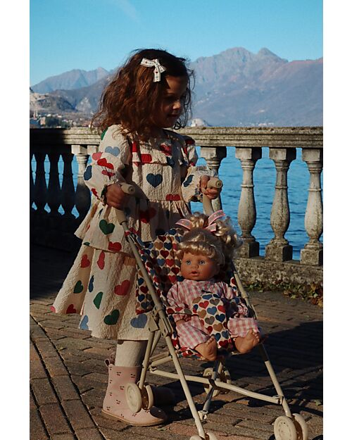 Konges Slojd Doll Stroller - Coeur Bisous - Cotton and Metal Dolls Accessories