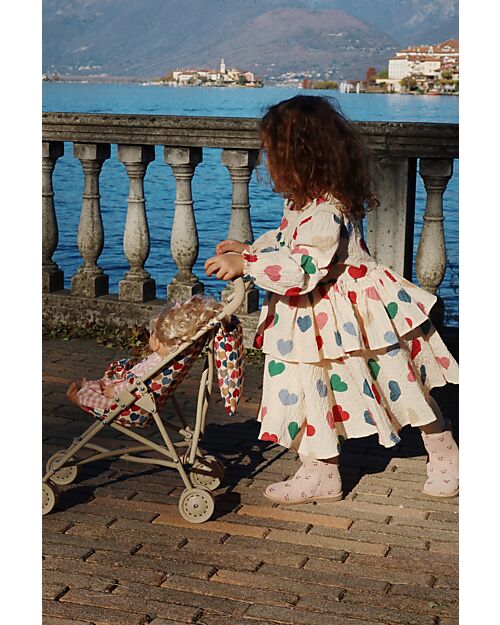 Konges Slojd Doll Stroller - Coeur Bisous - Cotton and Metal Dolls Accessories
