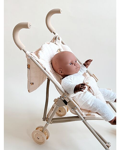 Konges Slojd Doll Stroller - Lemon - with Cover 100% Organic Cotton Toy Prams