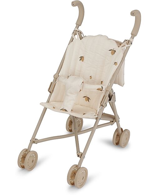 Konges Slojd Doll Stroller - Lemon - with Cover 100% Organic Cotton Toy Prams