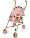 Konges Slojd Doll Stroller - Powder Pink Check - Cotton and Metal Dolls Accessories