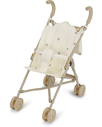 Konges Slojd Dollo Stroller - Cherry - with Cover 100% Cotone Organico Toy Prams
