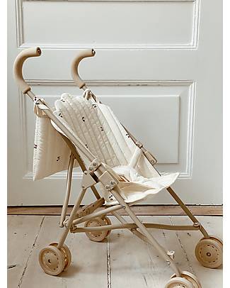 Konges Slojd Dollo Stroller - Cherry - with Cover 100% Cotone Organico Toy Prams