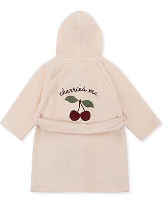 Konges Slojd Embroided Bathrobe - Cherry - Blush - 100% Organic Cotton Towels And Flannels